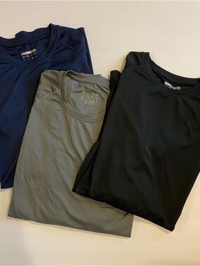 Men's Long Sleeve Performance Tees - Navy, Grey, Black - Large